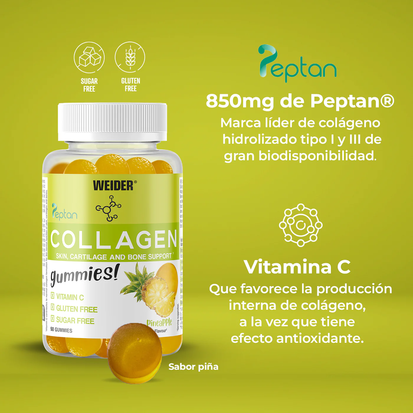 Collagen Gummies – Kollagén gumicukor C-vitaminnal – 50db – ananász Íz