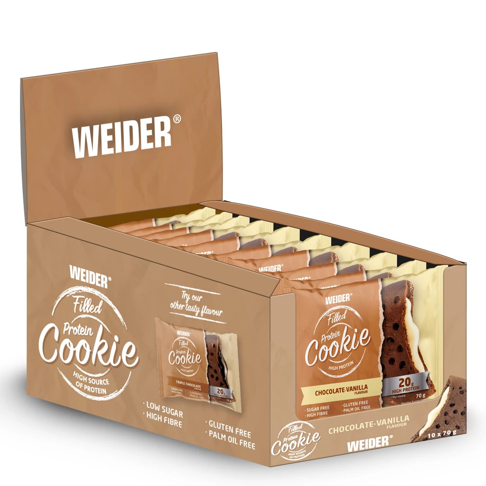 Filled Protein cookie – töltött fehérjés keksz - csoki + vanília -10X70g