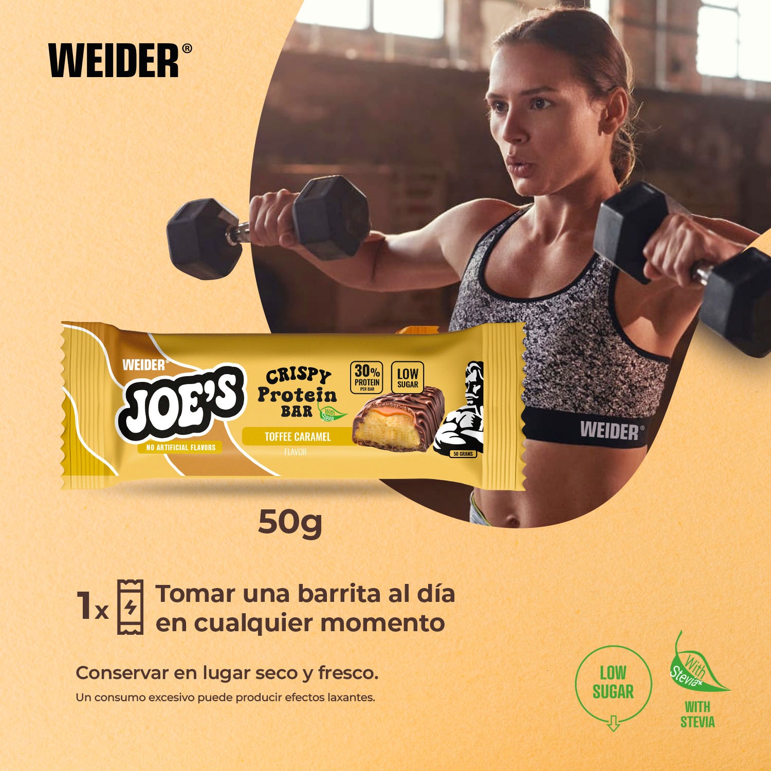 Joe's Crispy PROTEIN BAR  fehérje szelet - 12X50 g - toffe karamell íz
